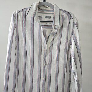 Grayson. Long-sleeved shirt. Sixe 4.  Color: White, blue, and red stripes.